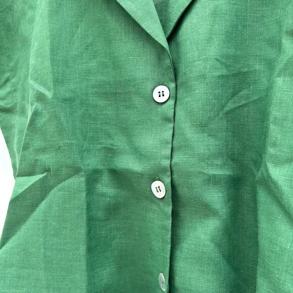 New Nation Ltd Los Angeles Noemi Tie Top Linen Crop Lawn Green Small Blouse - Picture 9 of 11